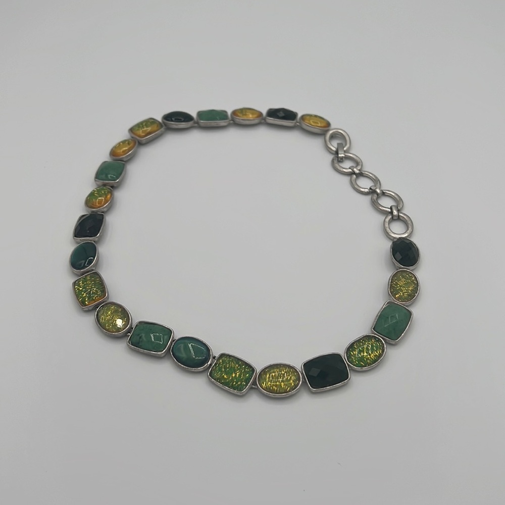 Vintage signed Liz Claiborne silver and enamel necklace